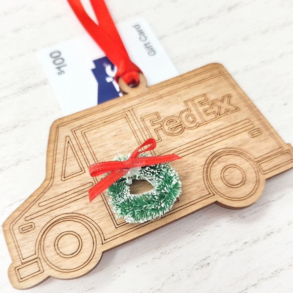 FEDEX DELIVERY PERSON GIFT IDEA!!! Laser Cut & Engraved Gift Card Ornament - Picture 1 of 8
